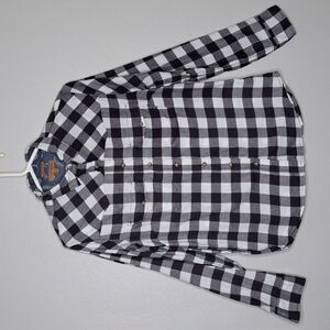 Jachs Girlfriend Women's Flannel Button Shirt Size Small Plaid Black White